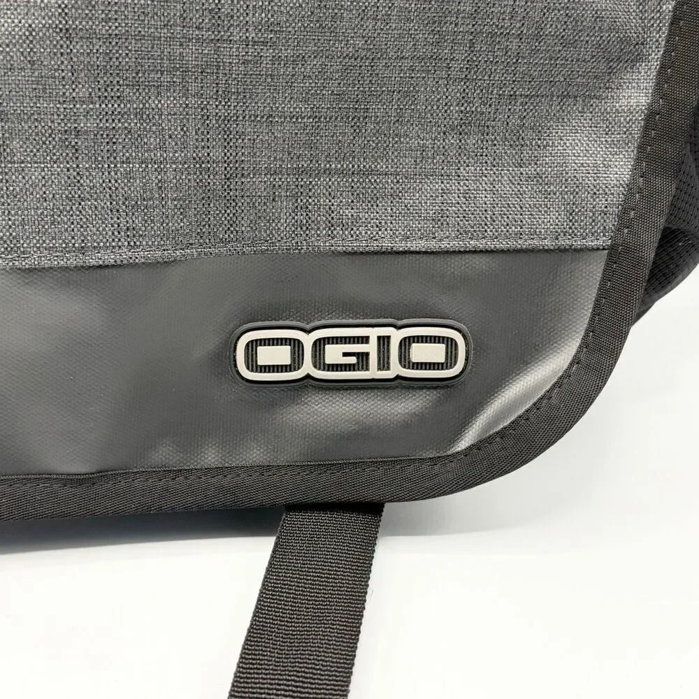 Ogio Charcoal Grey Canvas Sly Black Messenger Bag New Embroidered